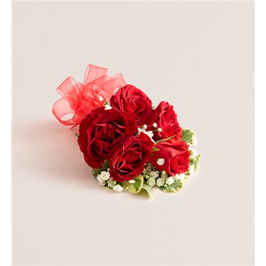 Red Spray Corsage-Red Bow